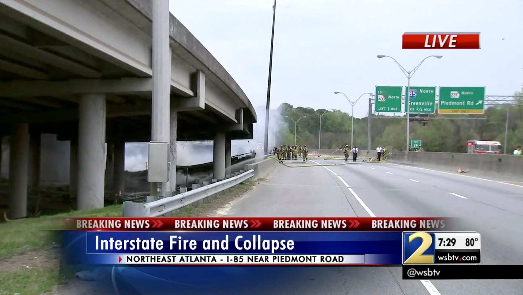 Interstate 85 overpass fire and collapse