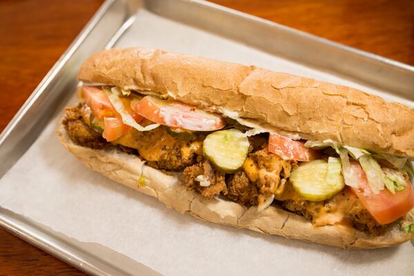 The Po’Boy Shop shrimp sandwich with spicy remoulade. CONTRIBUTED BY MIA YAKEL