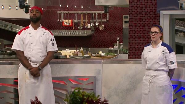 Scotley Innis vs. Gizzy Barton during the seventh episode of "Hell's Kitchen." Scotley prevailed.