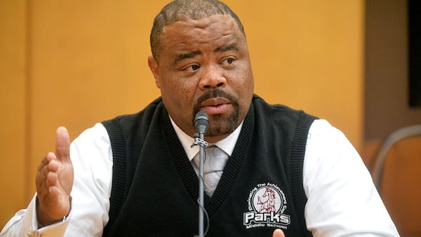 Former Parks Middle School Principal Christopher Waller testifies at the APS trial in 2014.(Kent D. Johnson / kdjohnson@ajc.com)