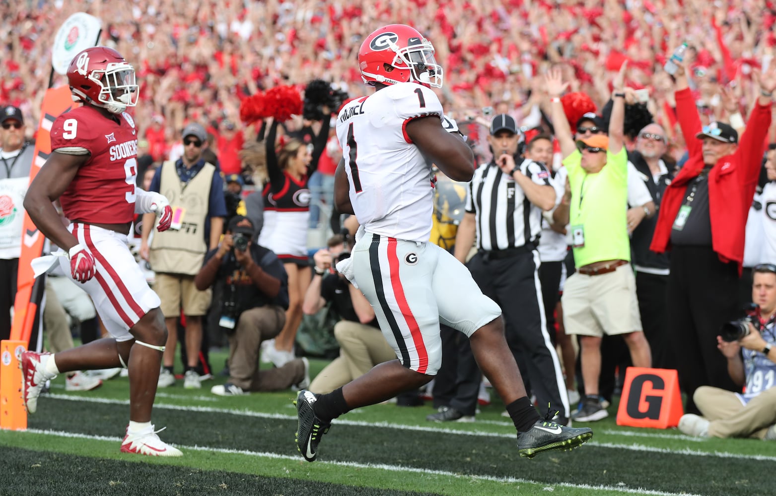 Photos: Bulldogs battle Sooners in Rose Bowl