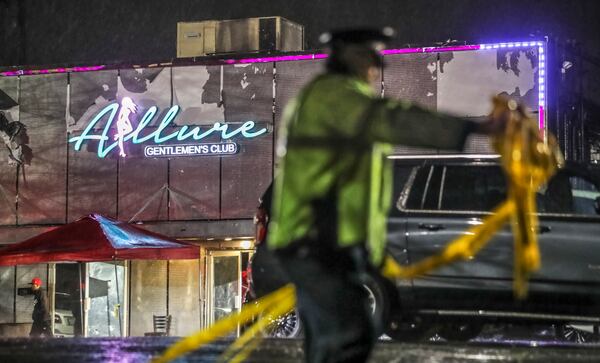 A man was shot at Allure Gentleman's Club strip club Thursday morning, March 31, 2022, according to Atlanta Police Department. APD responded to more than 660 incidents at nightlife businesses in 2021. So far this year, that number sits at just under 200. (John Spink / John.Spink@ajc.com)

