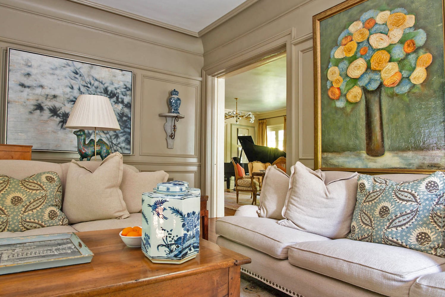 Designer wallcovering gives a serene vibe at Druid Hills home