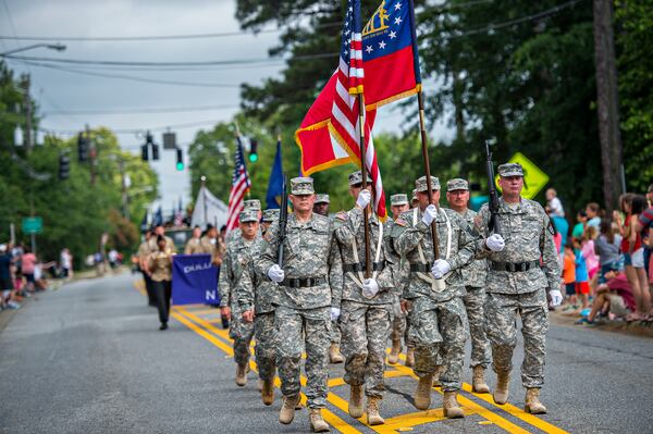 - A color guard leads the annual Dacula Memorial Day Parade down Dacula Rd. in  2015. JONATHAN PHILLIPS / SPECIAL