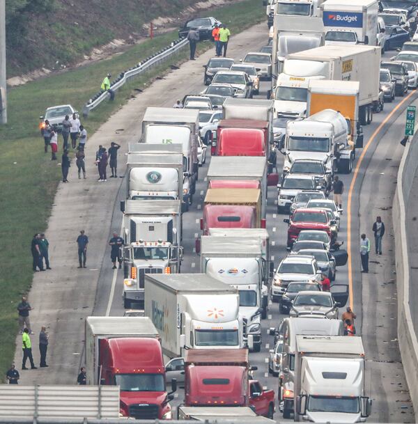 Northbound traffic was backed up for miles Thursday morning behind a deadly crash investigation on I-75 at Hudson Bridge Road.