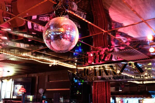 The disco ball over the Johnny's Hideaway dance floor. COURTESY OF JOHNNY'S HIDEAWAY.