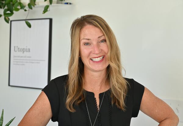 Portrait of Julie Stewart, owner, at Utopia Foot & Shoulder Massage in Atlanta on Thursday, June 11, 2020. PHOTO: Hyosub Shin/Hyosub.Shin@ajc.com)