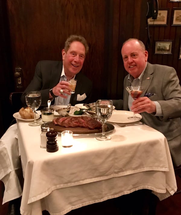 John Sterling with Steve Holman at a recent meal in New York.