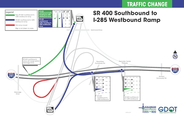 Map of Ga 400 southbound ramp to I-285