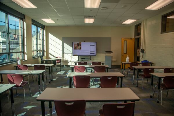 02/05/2021 —Marietta, Georgia — The interior of a classroom at the newly renovated Lemon Street Elementary School building in Marietta, Friday, February 5, 2021. (Alyssa Pointer / Alyssa.Pointer@ajc.com)