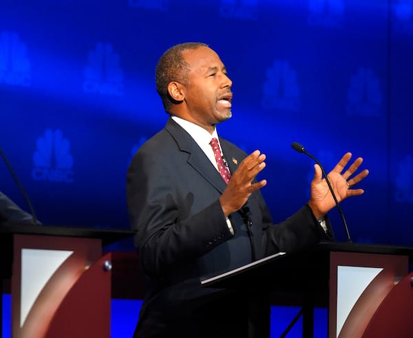 Ben Carson speaks during the CNBC Republican presidential debate at the University of Colorado, Wednesday, Oct. 28, 2015, in Boulder, Colo. (AP Photo/Mark J. Terrill)