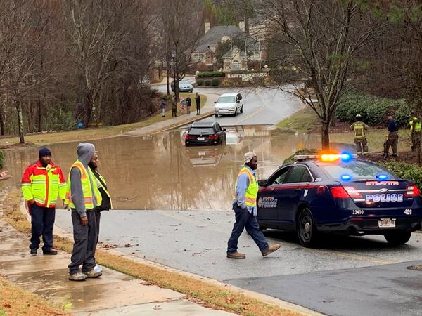 This area of Cascade Parkway flooded during the rain Thursday and Friday, trapping one driver during the process.