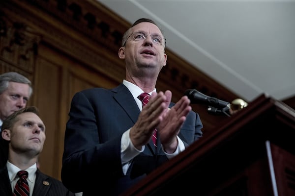 U.S. Rep. Doug Collins, R-Gainesville, speaks at a House Republicans press conference in October after the House voted on a resolution outlining the rules for the next phase of the impeachment inquiry. (Anna Moneymaker/The New York Times)