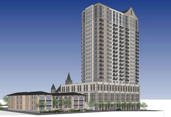 The 26-story high rise will have 19 residential floors. The remaining seven will be for parking.