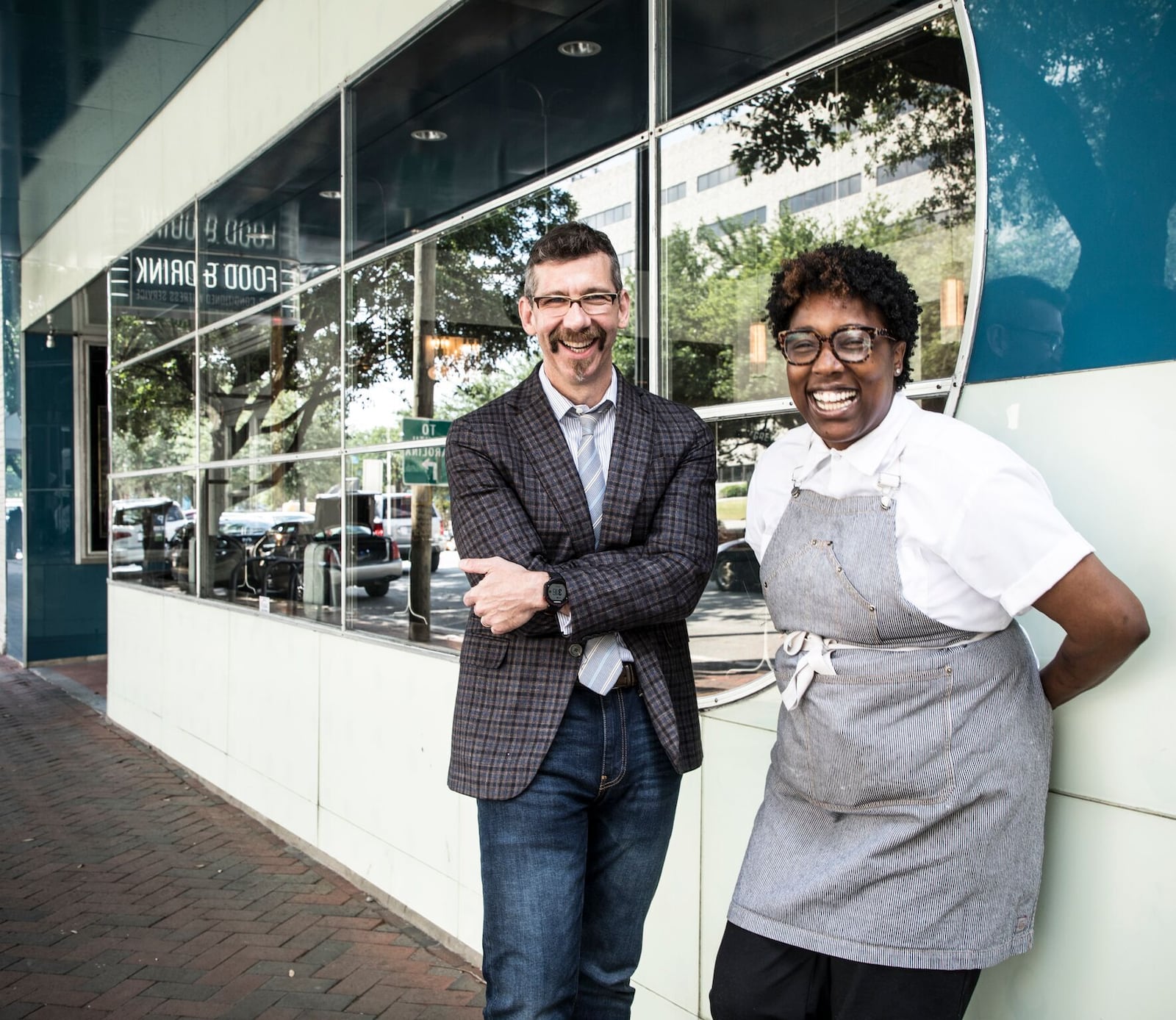 Co-owners Johno Morisano and Chef Mashama Bailey outside The Grey in Savannah. / Courtesy of The Grey / Chia Chong