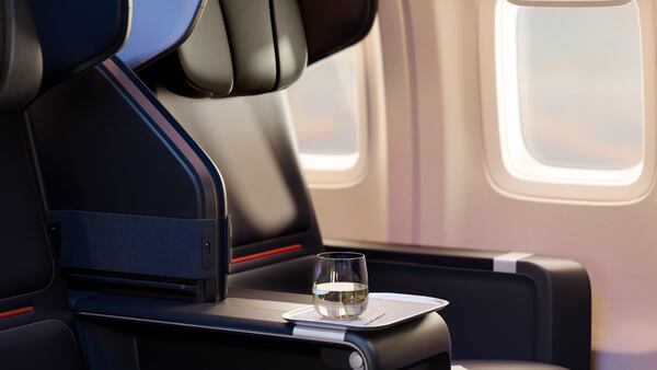 Delta Air Lines is revamping seats in first class and Premium Select with memory foam cushions under new seat covers in new colors. Courtesy of Delta