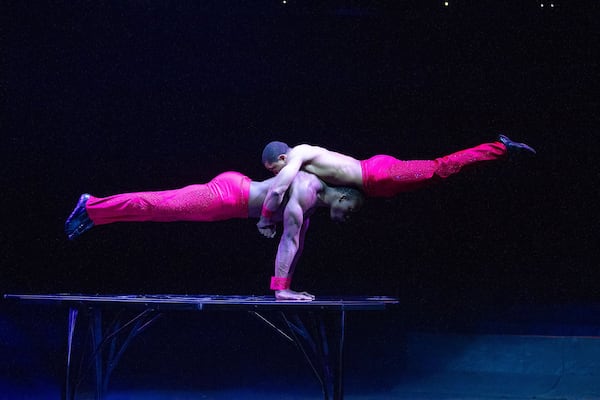 The Men of Steel act entertains the crowd during the UniverSoul Circus. This is a new act this season.STEVE SCHAEFER / SPECIAL TO THE AJC