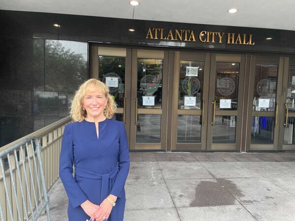 August 17, 2021 Atlanta - Attorney Sharon Gay posed for a photograph outside the Atlanta City Hall after filing paperwork for the November 2nd Atlanta Mayoral Election on Tuesday, August 17, 2021. (Wilborn Nobles / Wilborn.Nobles@ajc.com)