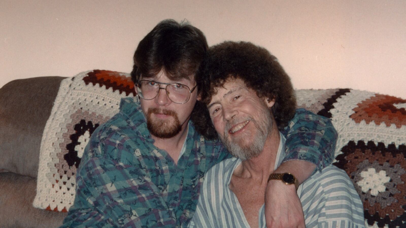 Steve Ross, left, and his father Bob Ross, who became famous from his public television series "The Joy of Painting."