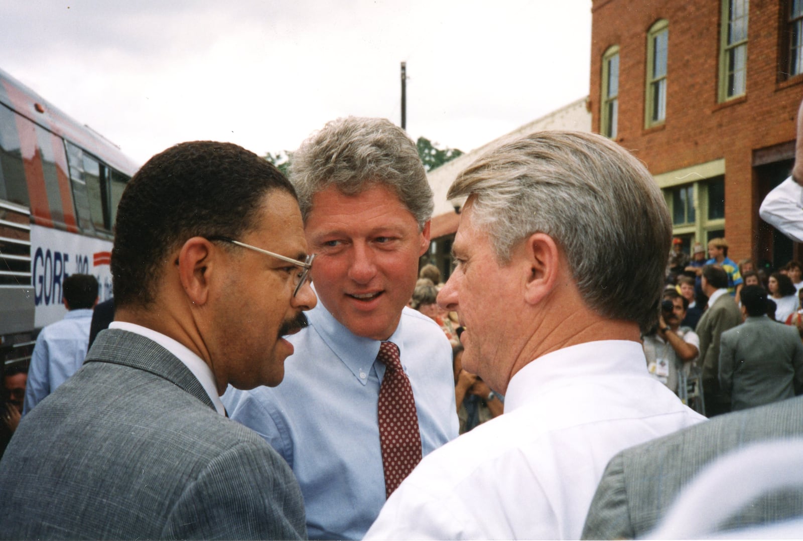 U.S. Rep. Sanford Bishop and then-Georgia Gov. Zell Miller joined Bill Clinton for his presidential campaign's bus tour through Southwest Georgia in September of 1992.