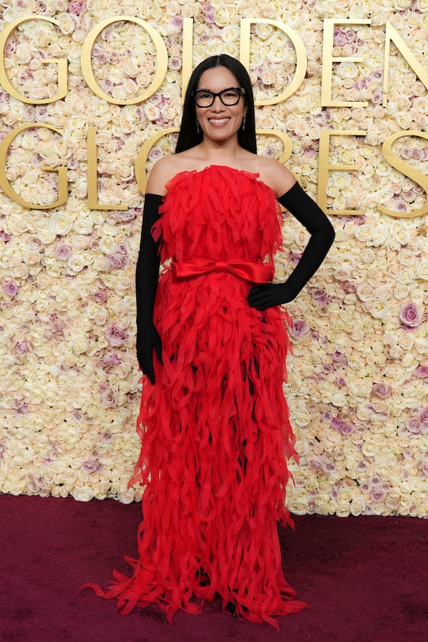 Ali Wong arrives at the 82nd Golden Globes on Sunday, Jan. 5, 2025, at the Beverly Hilton in Beverly Hills, Calif. (Photo by Jordan Strauss/Invision/AP)