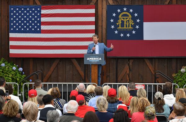 Governor Brian Kemp speaks during the "Evangelicals for Trump: Praise, Prayer, and Patriotism" event at Reid Barn in Cumming, Georgia on Tuesday, September 15, 2020. (Hyosub Shin/Atlanta Journal-Constitution/TNS)