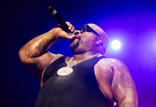 CeeLo Green performs alongside his group Goodie Mob during the 50th Anniversary Hip Hop Concert at Lakewood Amphitheater in Atlanta on Sunday, August 13, 2023 in Atlanta. (Michael Blackshire/Michael.blackshire@ajc.com)