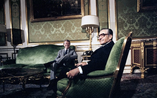 Jimmy Carter meets with Shah Mohammad Reza Pahlavi, 1979.