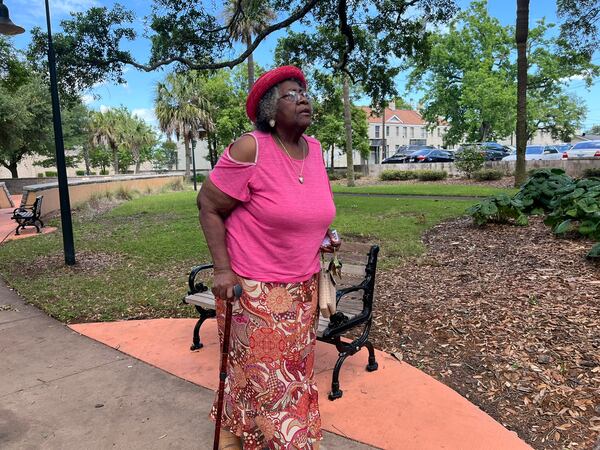 Georgia Benton grew up in Yamacraw Village. She and her son, LaRay Benton, have been fighting the housing authority’s current redevelopment plans. They say the plans would displace residents and disrupt the two-century-old First Bryan Baptist Church. (Renuka Rayasam/KFF Health News)