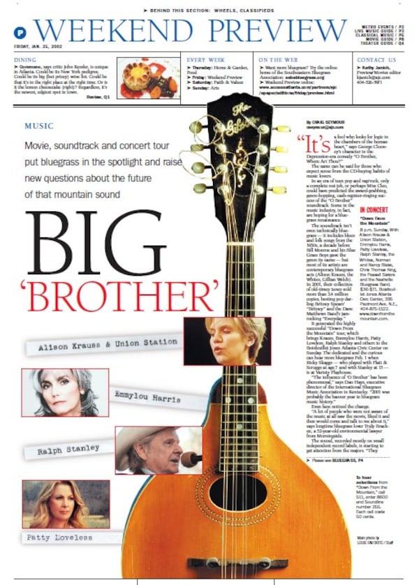 When our feature section published a story about the rise of bluegrass in the wake of the popularity of the movie "O Brother, Where Art Thou?" my mandolin was willing to serve as a model. File