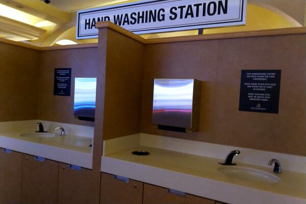 At the Borgata in Atlantic City, as well as New York-New York and the Bellagio in Las Vegas, hand washing stations have been installed on the casino floor.