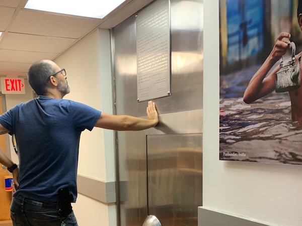 "Secret Atlanta" author Jonah McDonald stands at the entrance to the Crypt of Civilization time capsule at Oglethorpe University. (Courtesy of Jonah McDonald)