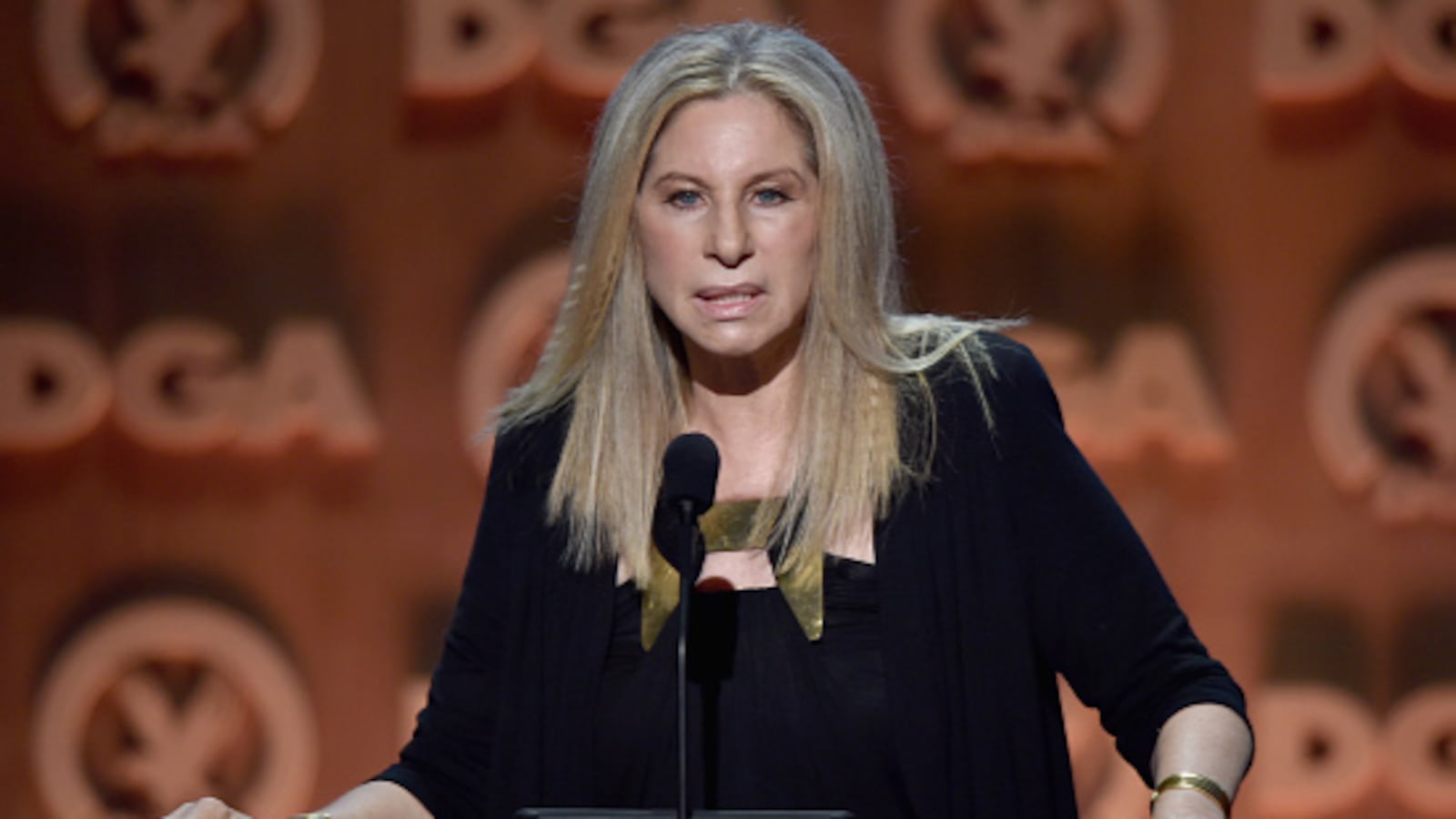 Entertainer Barbra Streisand speaks onstage at the 67th Annual Directors Guild Of America Awards at the Hyatt Regency Century Plaza on February 7, 2015 in Century City, California.  Alberto E. Rodriguez/Getty Images for DGA