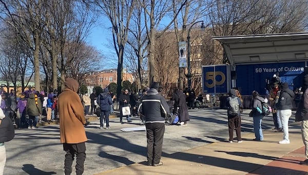 Revelers dance and celebrate at the Martin Luther King Jr. National Park.