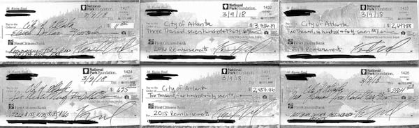 In March, former Mayor Kasim Reed wrote these personal checks totalling nearly $12,000 to reimburse the city of Atlanta for charges to his city-backed credit card. The reimbursements covered charges from 2015 to 2017.