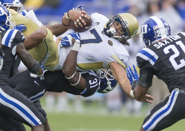 Georgia Tech B-back Patrick Skov ran 19 times for 75 yards, but couldn't break a run longer than 11 yards. (ASSOCIATED PRESS)