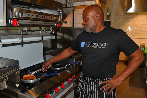 Keith Robinson, better known as Keith Kash, the owner and chef of Duluth restaurant Just Brunch, is set to open a second location in Vinings. He cooked in the Duluth location in late 2022. /  (CHRIS HUNT FOR THE ATLANTA JOURNAL-CONSTITUTION)