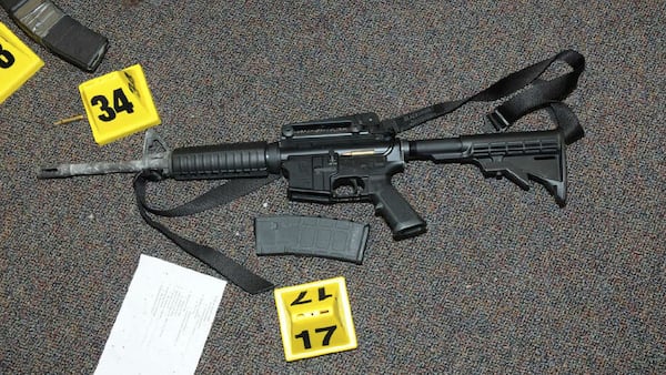 Pictured is the Bushmaster AR-15 semi-automatic rifle used in the Dec. 14, 2012, massacre at Sandy Hook Elementary School.  Documents from the investigation into the Sandy Hook shooting are shedding light on gunman Adam Lanza’s anger, scorn for other people and deep social isolation in the years leading up to the shooting. He fatally shot his mother, Nancy Lanza, at their home before driving to the school, where he killed 20 children and six educators before killing himself.