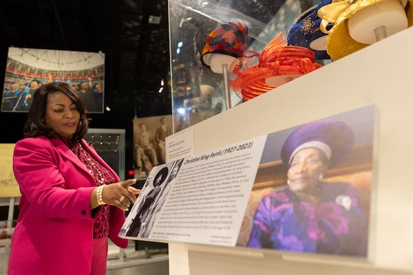 The History Center is collaborating with Angela Farris and the Christine King Farris Legacy Foundation for a yearlong exhibition of the hats. The initial 17 hats are on display now and another set will debut in July. (Arvin Temkar/AJC)