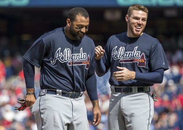  Freeman (right) was already scorching at the plate when the Braves traded for Matt Kemp (left). But with Kemp hitting fourth behind him, Freeman and the entire Braves offense thrived. (AP photo)