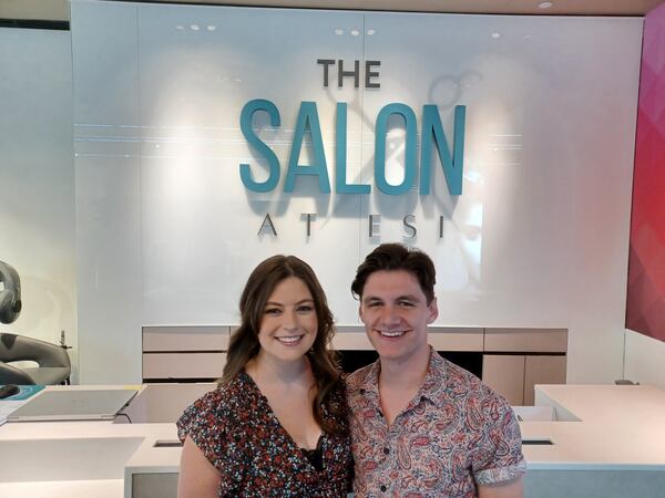 (ATLANTA, June 14, 2022) ArtsBridge Foundation finalists Georgia Thomas (left) and Eli Talley (right) spent the afternoon getting pampered with manicures, pedicures, hair, and makeup by cosmetology students at The Salon at ESI. Eli and Georgia are representing the state in a national high school musical competition produced by the same presenters as the Tony Awards. The winners will be announced in New York City on June 27, 2022. CREDIT: Nicholas Wolaver for ESI/ArtsBridgeGA.org