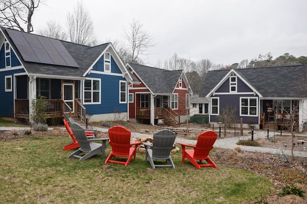 Views of  The Cottages on Vaughan in Clarkston on Tuesday, Feb. 27, 2024. In 2019, DeKalb County approved the tiny home and cottage neighborhood that consists of eight homes that sit on half an acre. (Natrice Miller/ Natrice.miller@ajc.com)