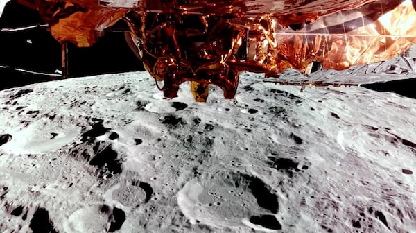 This image provided by Firefly Aerospace on Feb. 26, 2025 shows Firefly Aerospace’s Blue Ghost lunar lander orbiting the moon. (Firefly Aerospace via AP)