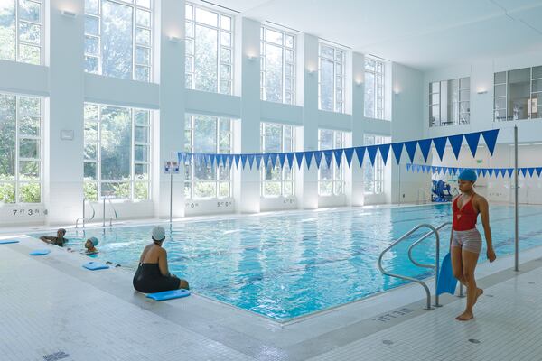 Views of the pool inside the Wellness Center at Read Hall on the campus of Spelman College in Atlanta shown on April 19, 2023.  (Natrice Miller/AJC file photo)