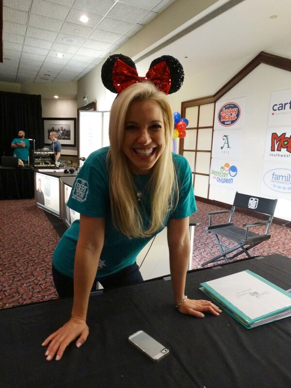 The Bert Show's Kristin Klingshern was pepped up and ready to go for her third trip to Disney World with the Bert Show. CREDIT: Rodney Ho/rho@ajc.com