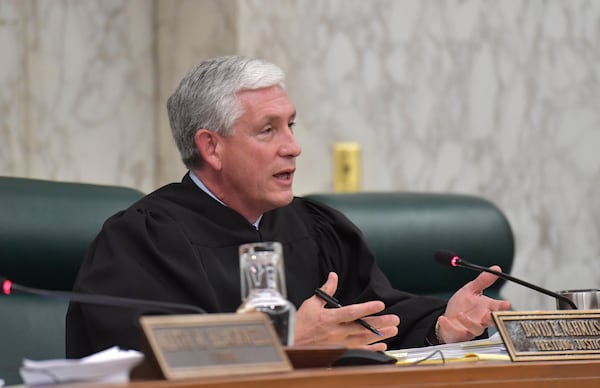 May 7, 2019 Atlanta - Chief Justice David E. Nahmias speaks during a hearing at Georgia Supreme Court Atlanta on Tuesday, May 7, 2019. HYOSUB SHIN / HSHIN@AJC.COM