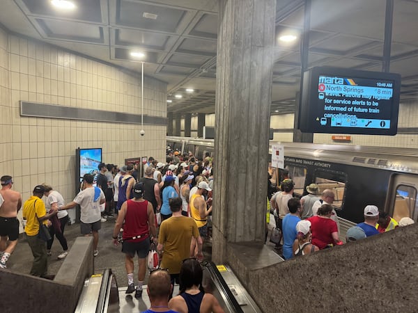 Runners begin their trip home by taking MARTA at Midtown station.