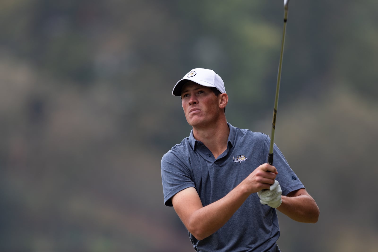 Christo Lamprecht of Georgia Tech watches a shot during the first round of the Golf Club of Georgia Collegiate Invitational, Oct. 13, 2023, at the Golf Club of Georgia, Alpharetta, Ga. (Photo by Clyde Click/Courtesy of Georgia Tech Athletics)