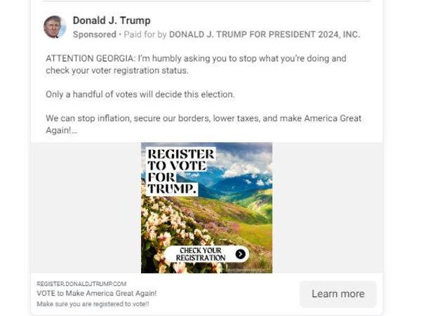 A digital ad from former President Donald Trump’s campaign featured the wrong Georgia.