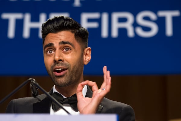 The Daily Show correspondent Hasan Minhaj entertains the guests at the White House Correspondents' Dinner in Washington, Saturday, April 29, 2017. (AP Photo/Cliff Owen)